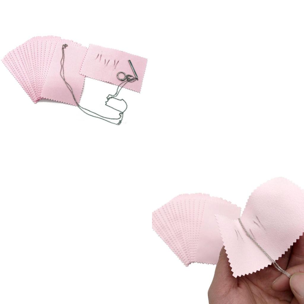 Watch Polishing Cloth - 50Pcs Pink Double-sided Silver Cloth Clean