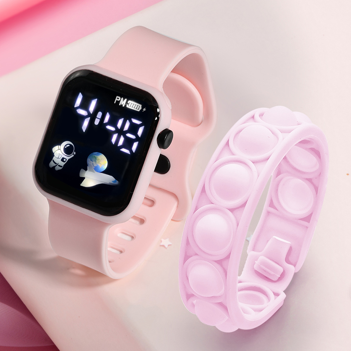 Smartwatch Watches Gift For Boys - 2PCS Children's Smart Watch Bracelet Simple